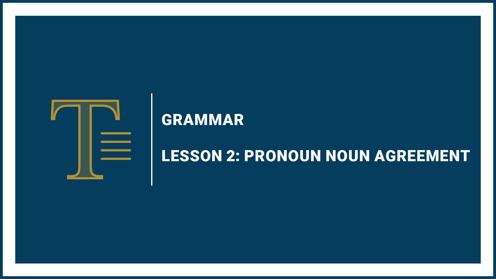 Lesson 2: Pronoun Noun Agreement